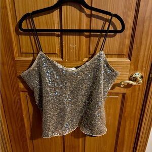 Sam Edelman Black and Silver Sequin Camisole